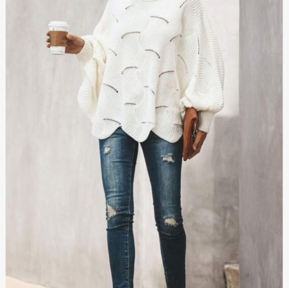 💗bundle 💗Amazon Cream BATWING SLEEVE Knit Poncho Sweater SIZE 2XL GUC - Picture 2 of 3